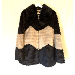 Ameri Mode Faux Fur Coat Womens Medium Full Zip Pockets New